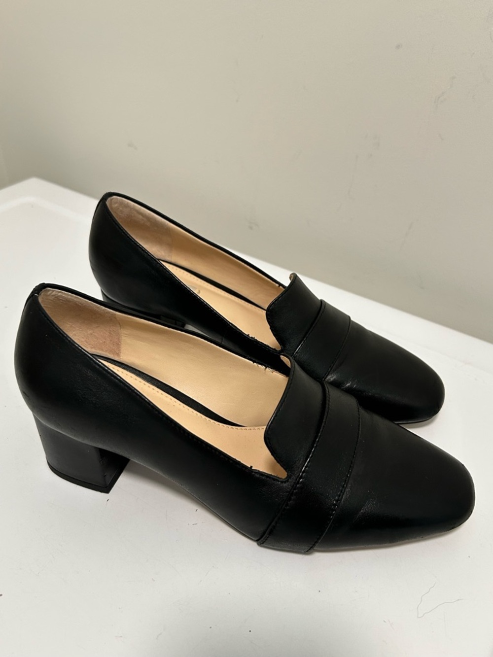 Alex Marie Block Heel Penny Loafers Black Size 7
